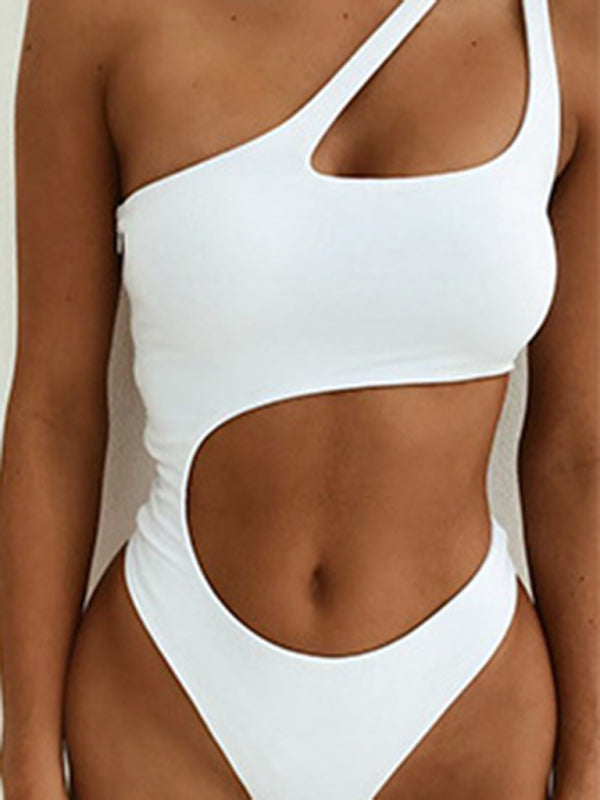 women's sexy bikini sloping shoulder one piece swimsuit - Fashionpara