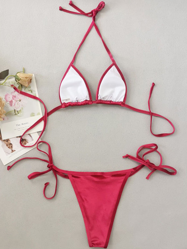 Women's gold velvet sexy and elegant strappy bikini - Fashionpara