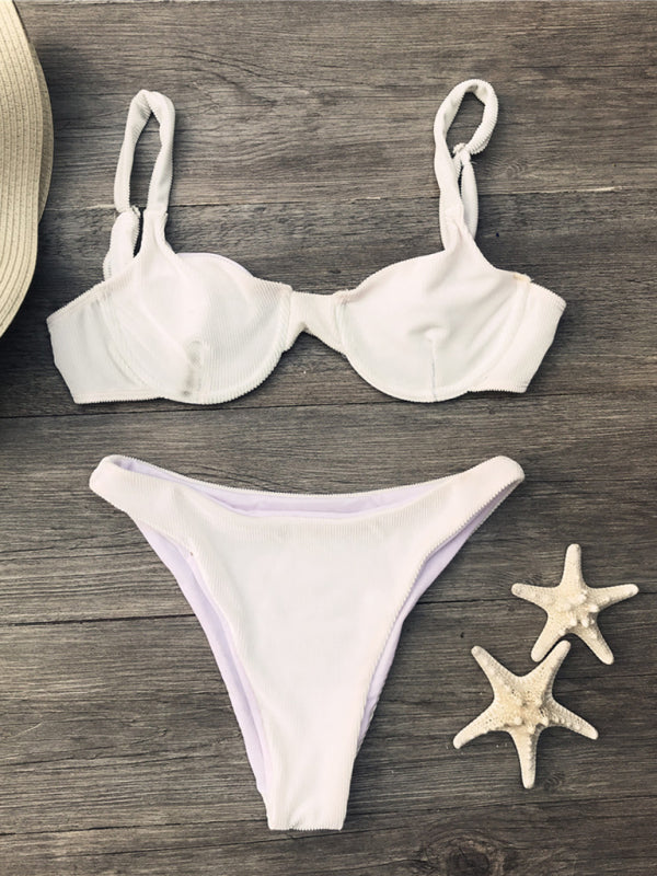 Women's one-piece swimsuit women's solid color sexy bikini - Fashionpara
