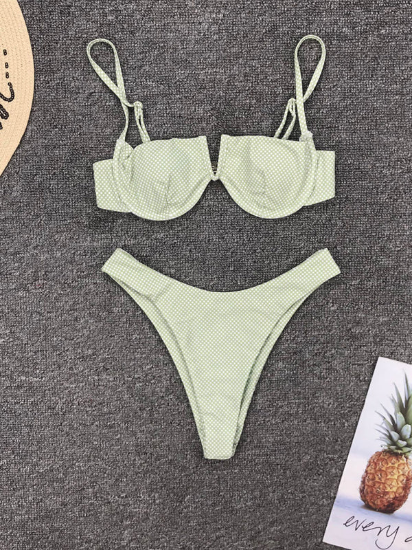 Women's one-piece swimsuit retro polka dot underwire push-up sexy bikini - Fashionpara