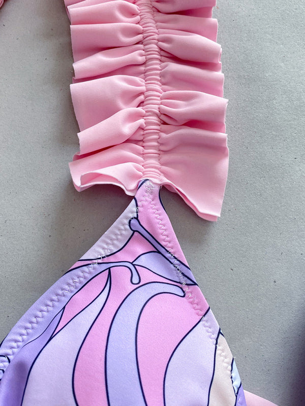 Women's new three-piece bikini ruffled edge split swimsuit - Fashionpara