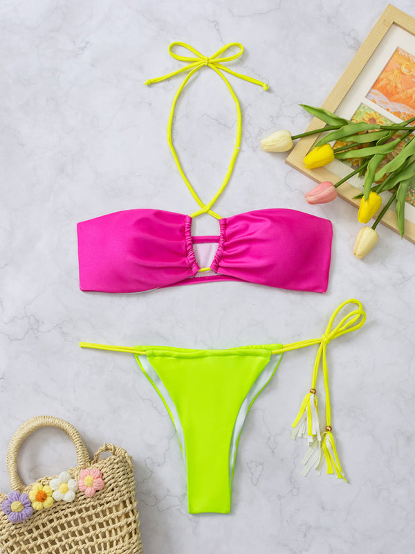 Women's new patchwork bikini sexy split swimsuit - Fashionpara