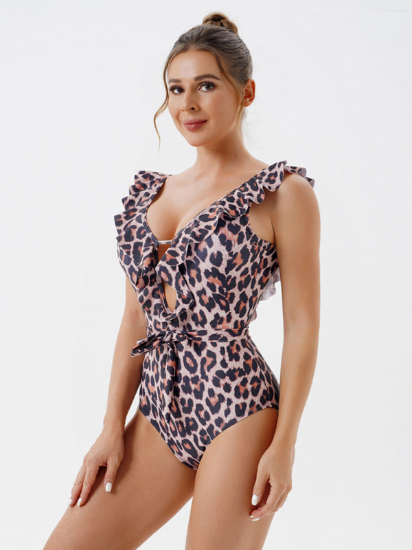 Women's Skinny Backless Floral Print One Piece Swimsuit - Fashionpara
