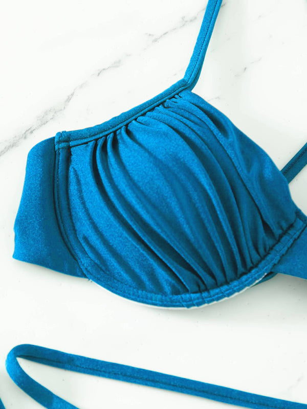 Women's sexy strappy split underwire bikini - Fashionpara