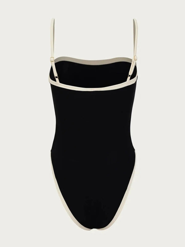 Women's Fashion Bikini New Women's Contrast Color Spliced One-piece Swimsuit - Fashionpara