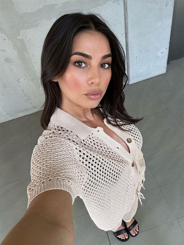 Fashionable sexy comfortable mesh buttoned woolen trousers and short-sleeved shirt suit - Fashionpara