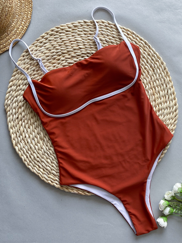 Women's Fashion Sexy Contrast Color One-Piece Swimsuit - Fashionpara