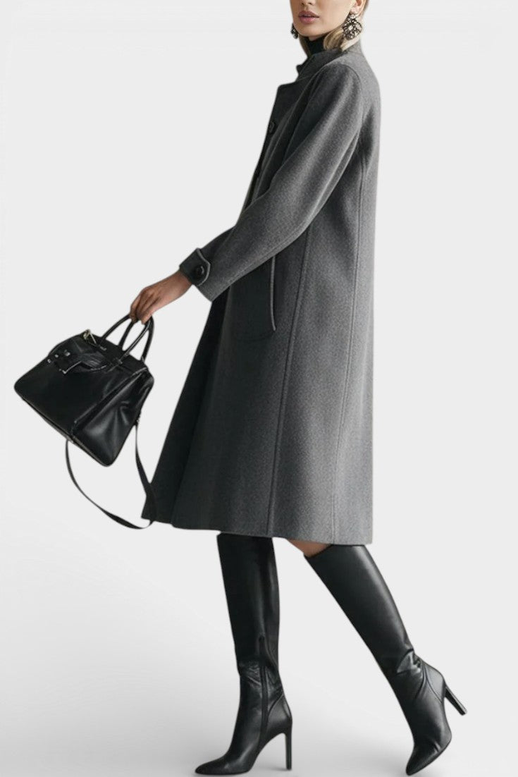 Stand Collar Single Breasted Longline Coat 5
