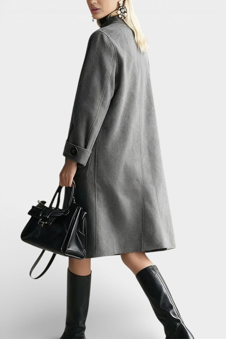 Stand Collar Single Breasted Longline Coat 6