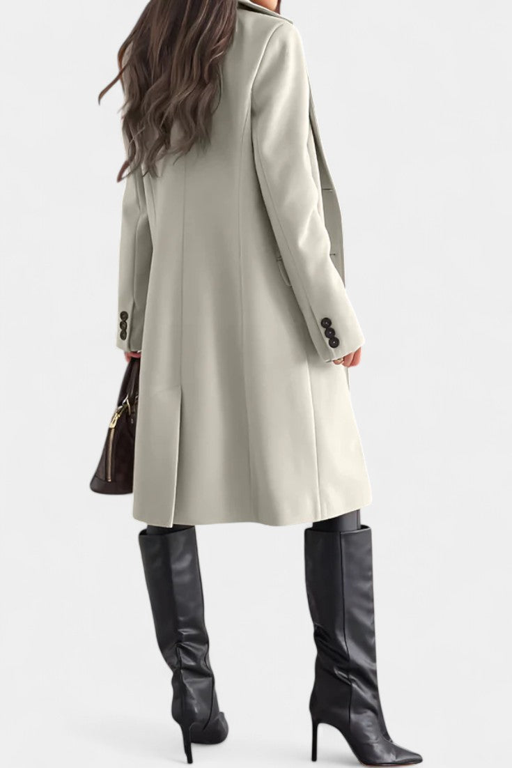 Notched Collar Single Breasted Mid Length Coat 10