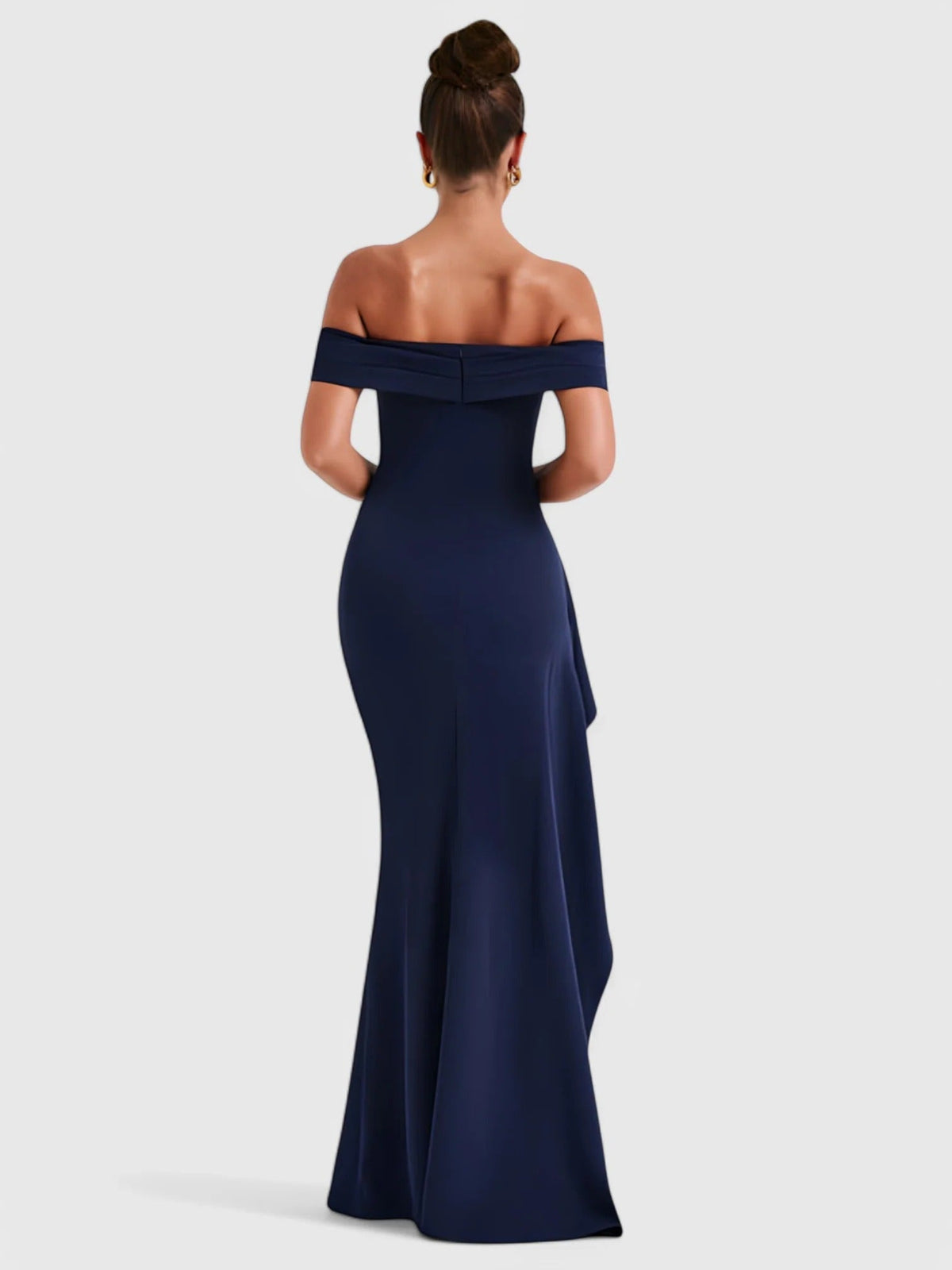 Off Shoulder Ruched High Split Maxi Dress 7