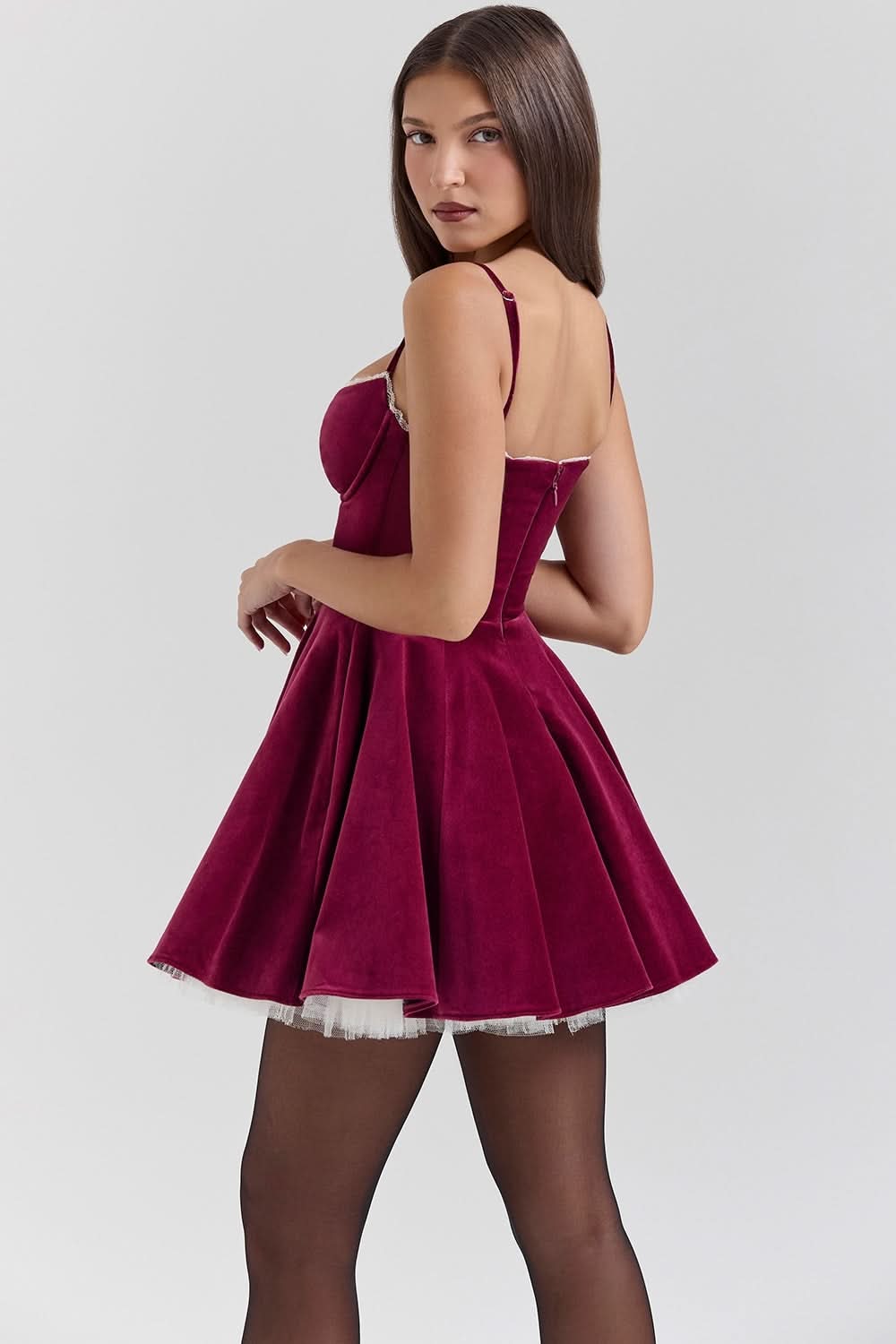 Selica Velvet Mini Dress - View 2