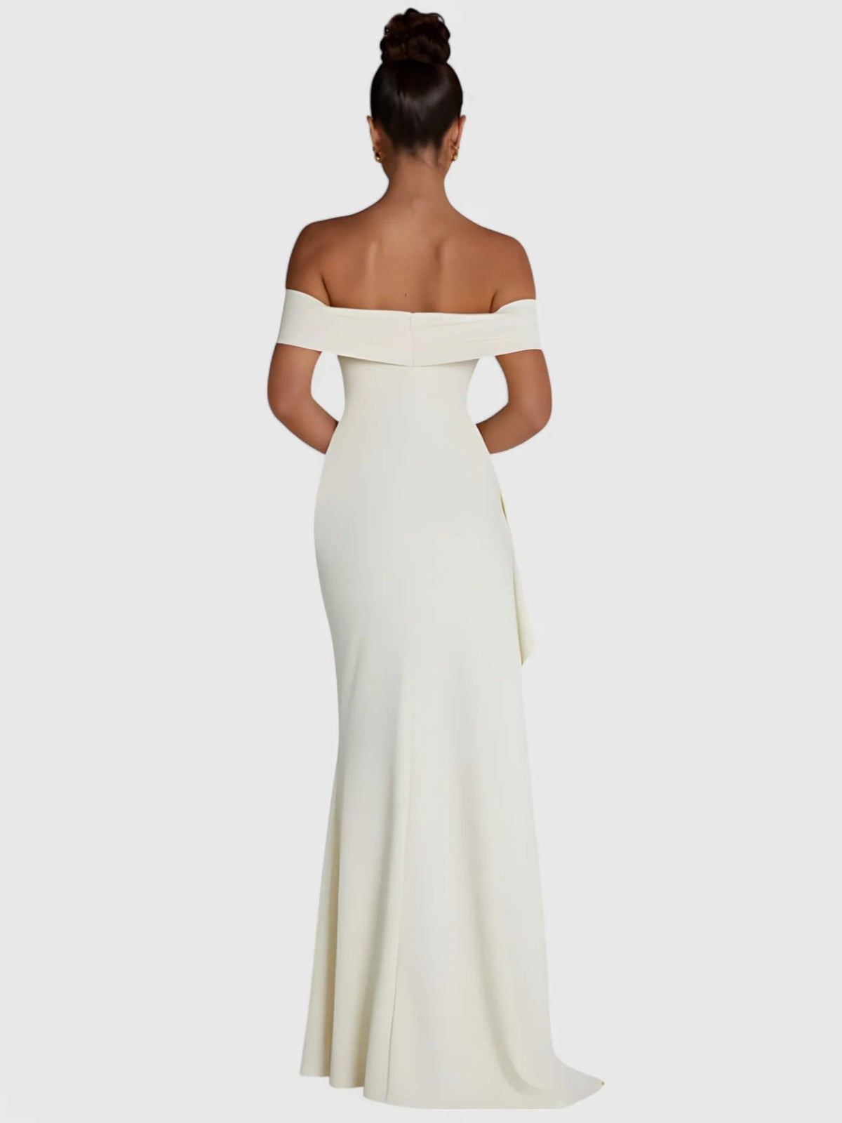 Off Shoulder Ruched High Split Maxi Dress 24
