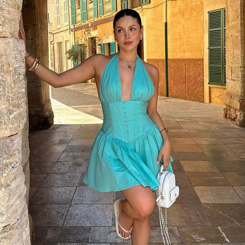 Ribbed Knit Mock Neck Puff Shoulder Bodycon Mini Dress 4