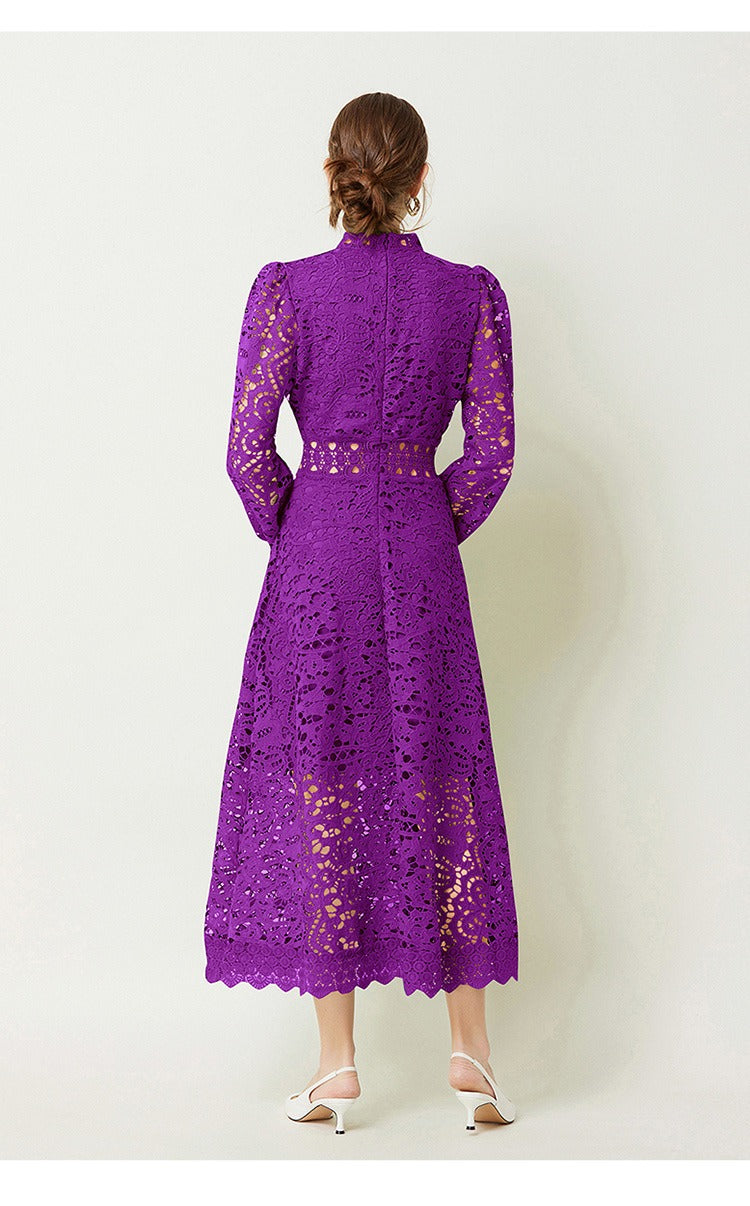 Victoirk Lace Butterfly-Sleeve Midi Dress - View 2