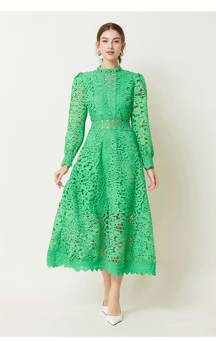 Victoirk Lace Butterfly-Sleeve Midi Dress - View 3