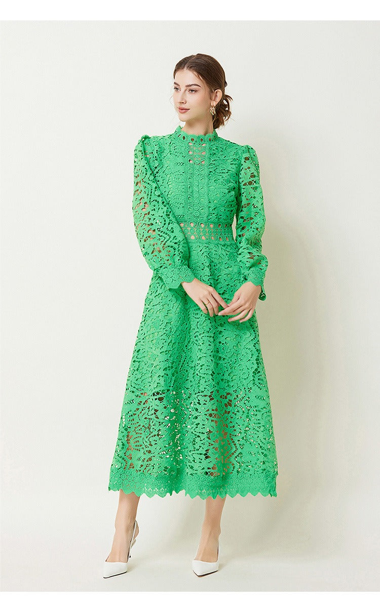 Victoirk Lace Butterfly-Sleeve Midi Dress - View 4