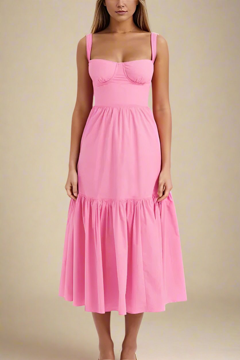 Imogen Bodycon Day Midi Dress - Blush Pink - Fashionpara