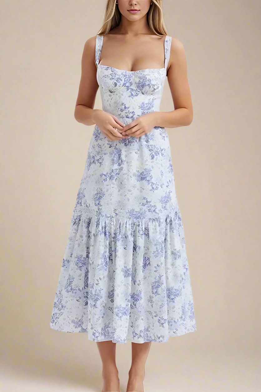 Imogen Bodycon Day Midi Dress - Sky Blue - Fashionpara