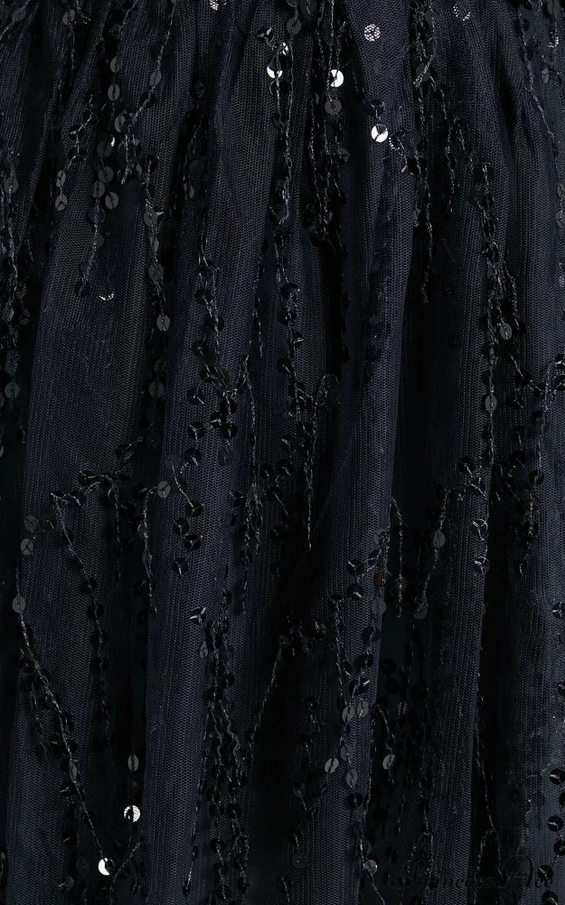 Sequin Halter Neck Deep V-Neck Fringe Fit and Flare Mini Dress 6