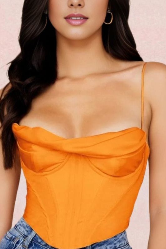 Indi Corset Crop Top - Apricot Orange - Fashionpara