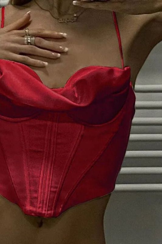 Indi Corset Crop Top - Lipstick Red - Fashionpara