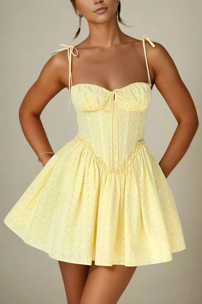 Indiana Bodycon Mini Dress - Sun Yellow - Fashionpara
