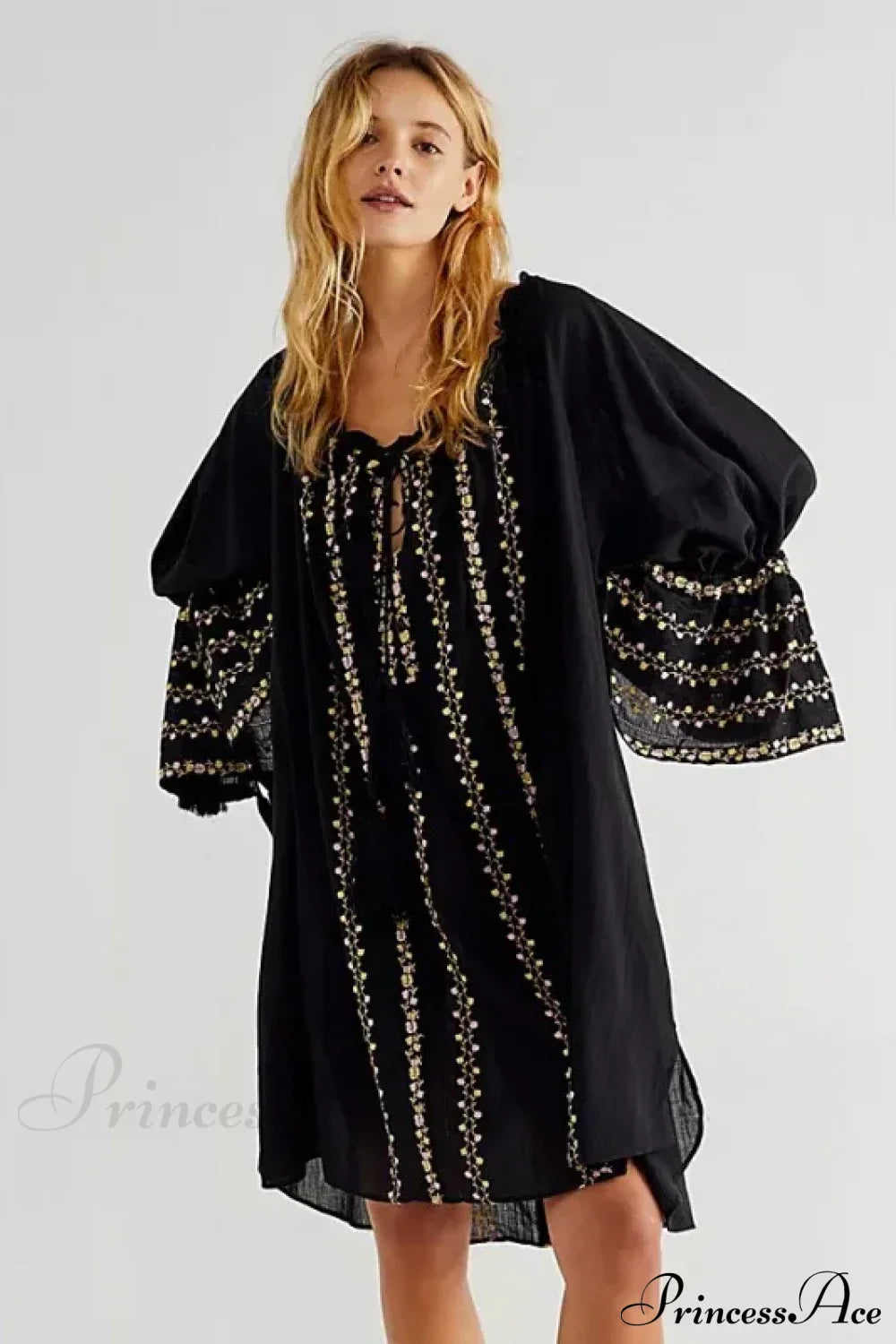 Irregular Backless Embroidery Beach Boho Dress