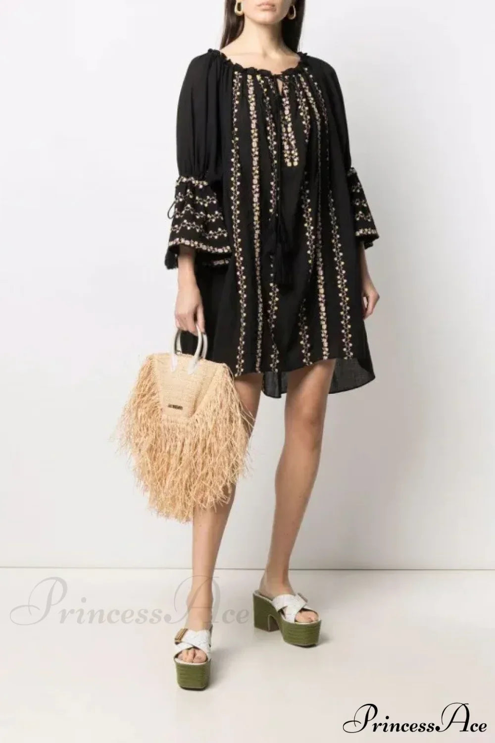 Irregular Backless Embroidery Beach Boho Dress