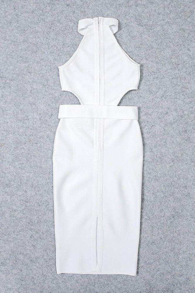 Isabella Bandage Midi Dress - Pearl White - Fashionpara