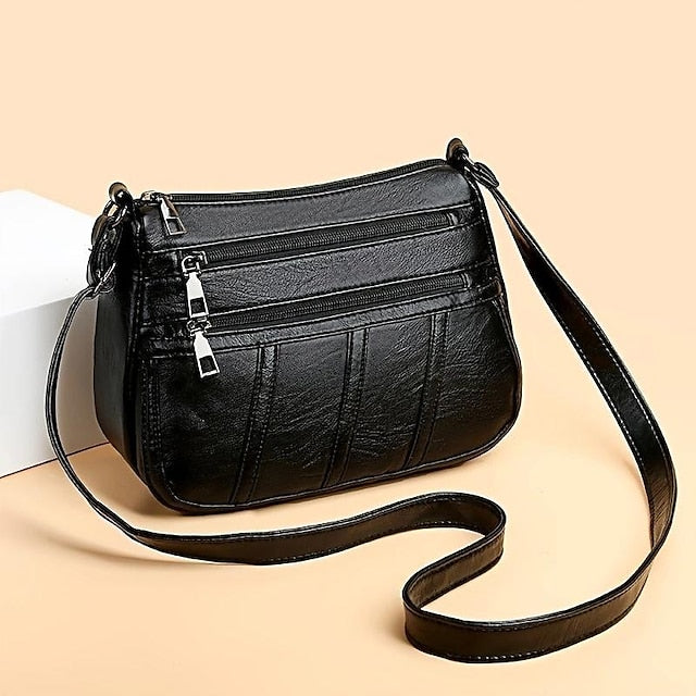 Faux Crossbody Black Bag Stylish Leather