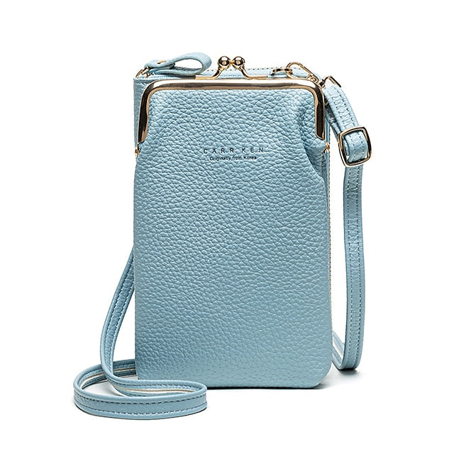 Bag Gold Faux with Frame Leather Black Crossbody