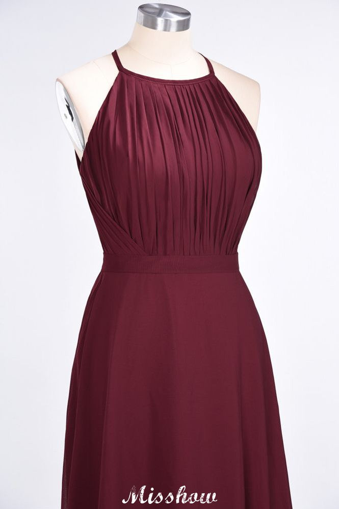 Jewel Sleeveless Floor-Length Bridesmaid Dress Ruffles Spaghetti aline Maid of Honor Dress