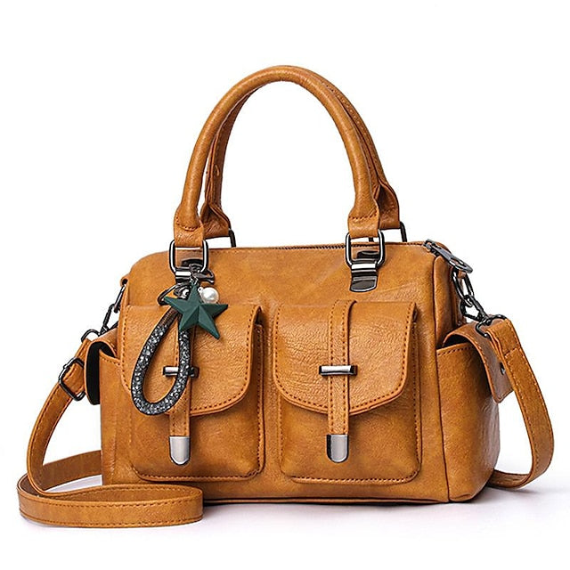 Stylish Large Blue Leather Handbag Faux