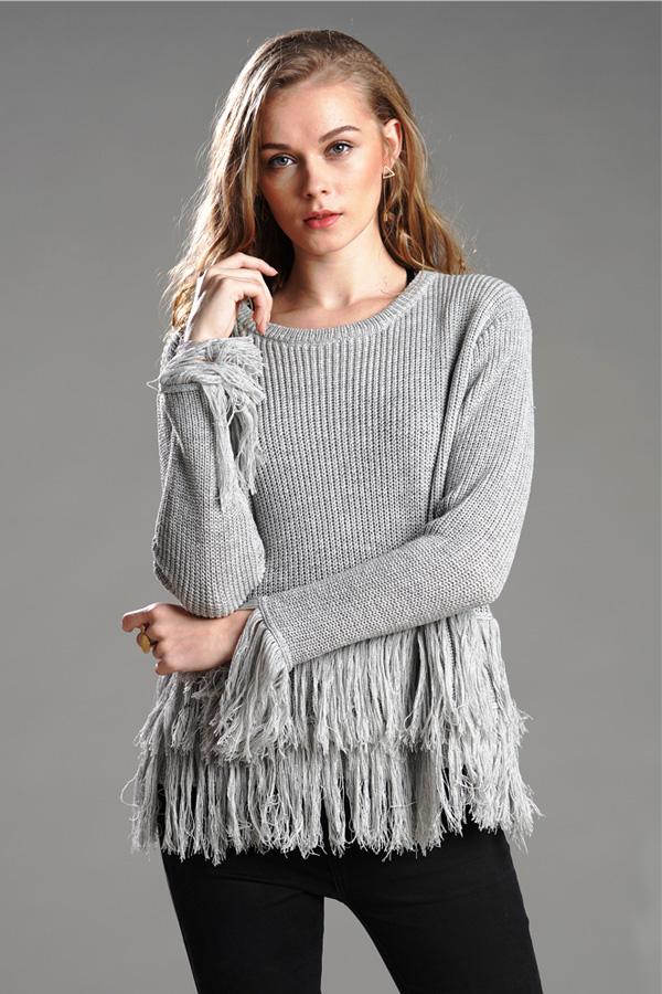 ShoptheCIC Elegant Knit Sweater with Joyful Tassels