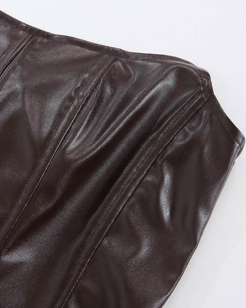 Equestrianess Corset Pleather Tube Dress - Fashionpara