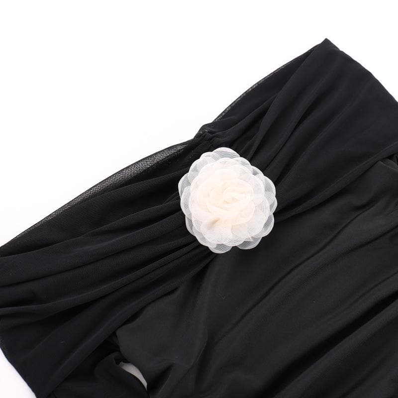 Off Shoulder Long Sleeve Ruched Rosette Bodycon Mini Dress - View 5