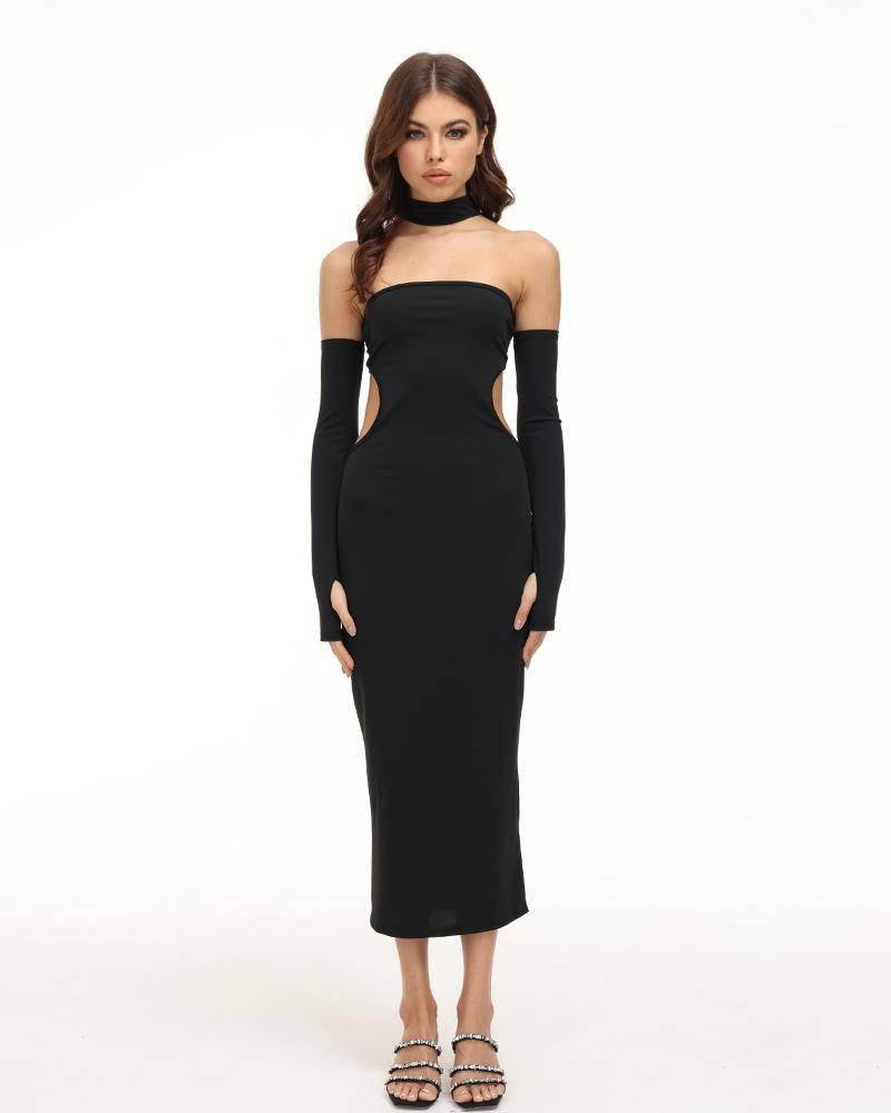 Eventide Horizon Tube Halter Dress with Gloves - Fashionpara