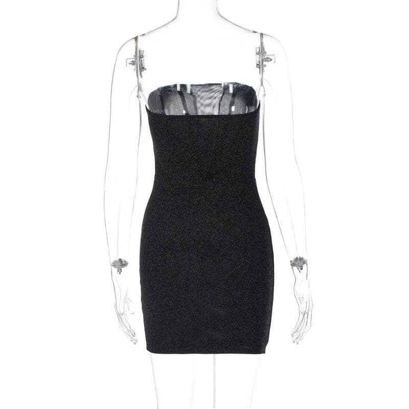 Glitter Strapless Deep V-Neck Bodycon Mini Dress - View 4