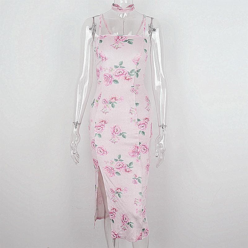 Floral Velvet Square Neck Ruched Bodycon Midi Dress - View 6