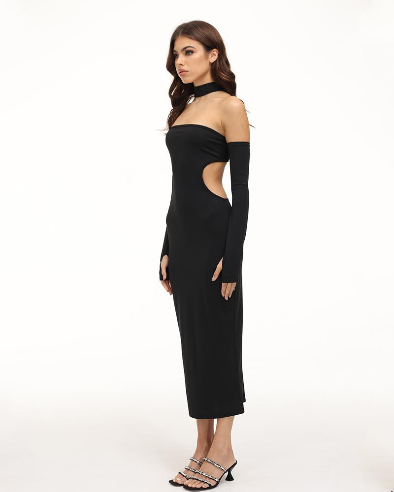 Eventide Horizon Tube Halter Dress with Gloves - Fashionpara