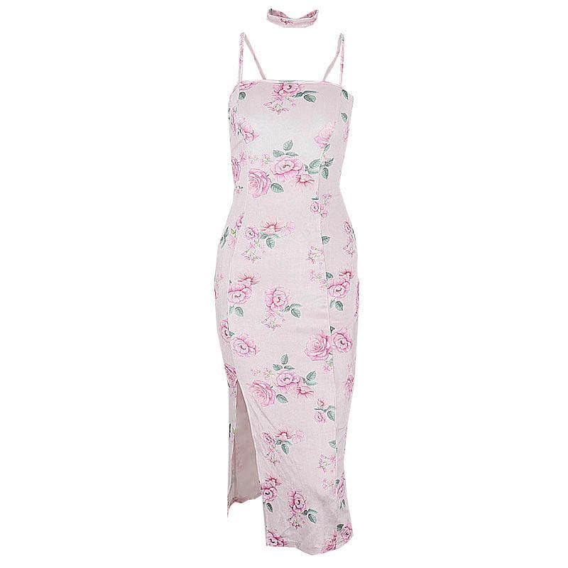 Floral Velvet Square Neck Ruched Bodycon Midi Dress - View 2