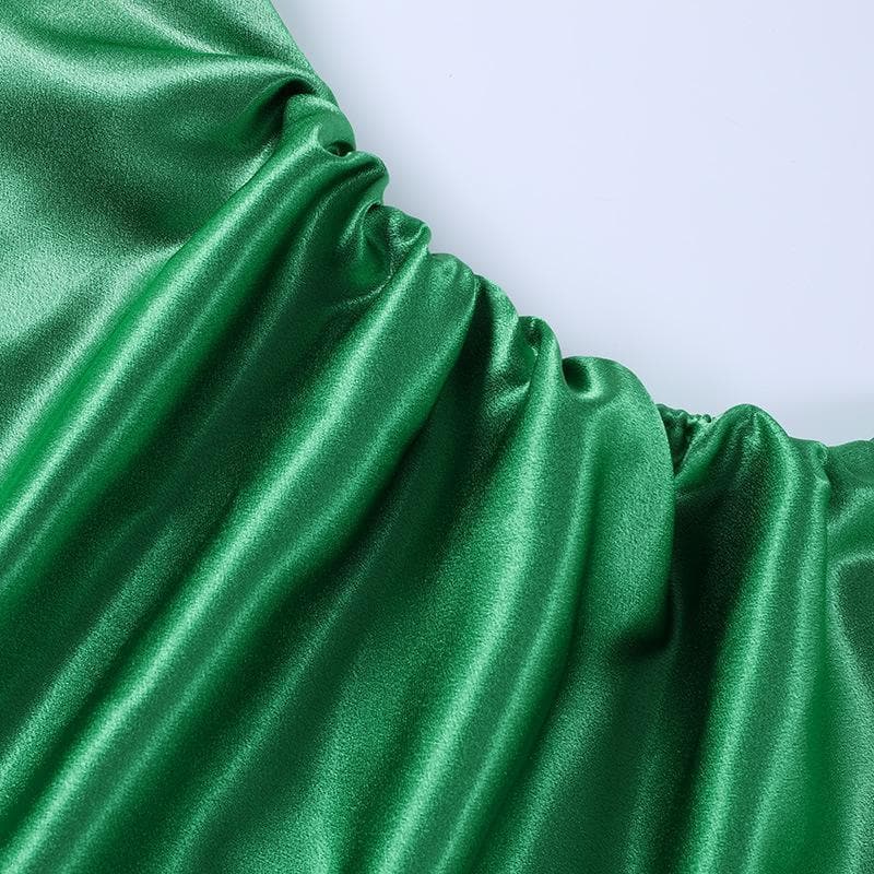 Cowl neck slit satin ruched midi dress - View 7