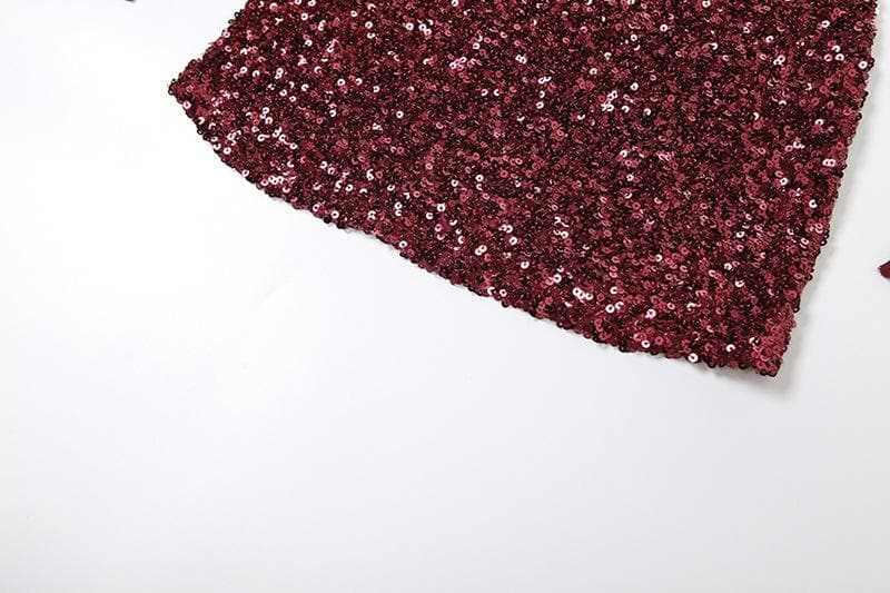 Sequin Mesh Glove Halter Neck Bodycon Mini Dress - View 7
