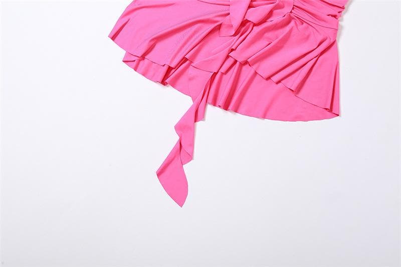 Mesh Halter Neck Ruffle Ruched Mini Dress - View 7