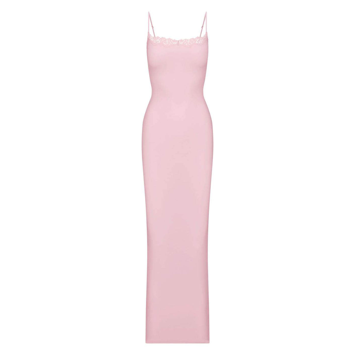 Lace hem square neck solid backless cami maxi dress - View 5