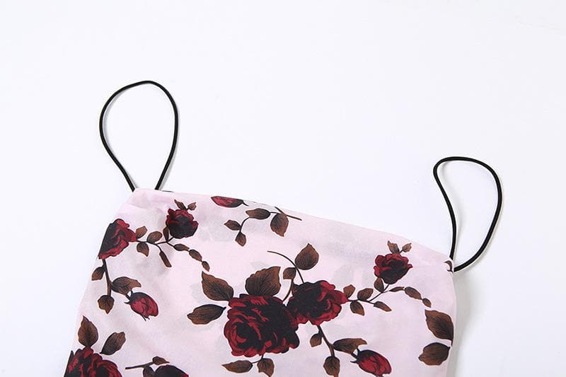 Floral Print Square Neck Spaghetti Strap Ruched Slip Maxi Dress - View 5