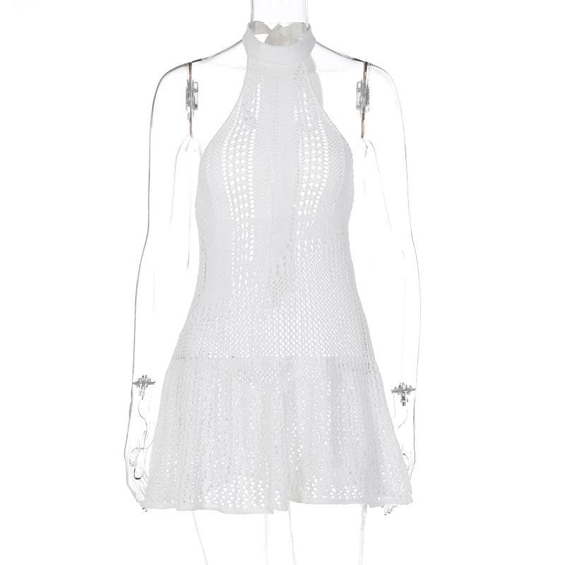 Crochet Halter Neck Fit and Flare Mini Dress - View 8