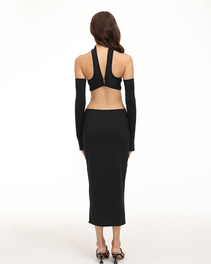 Eventide Horizon Tube Halter Dress with Gloves - Fashionpara