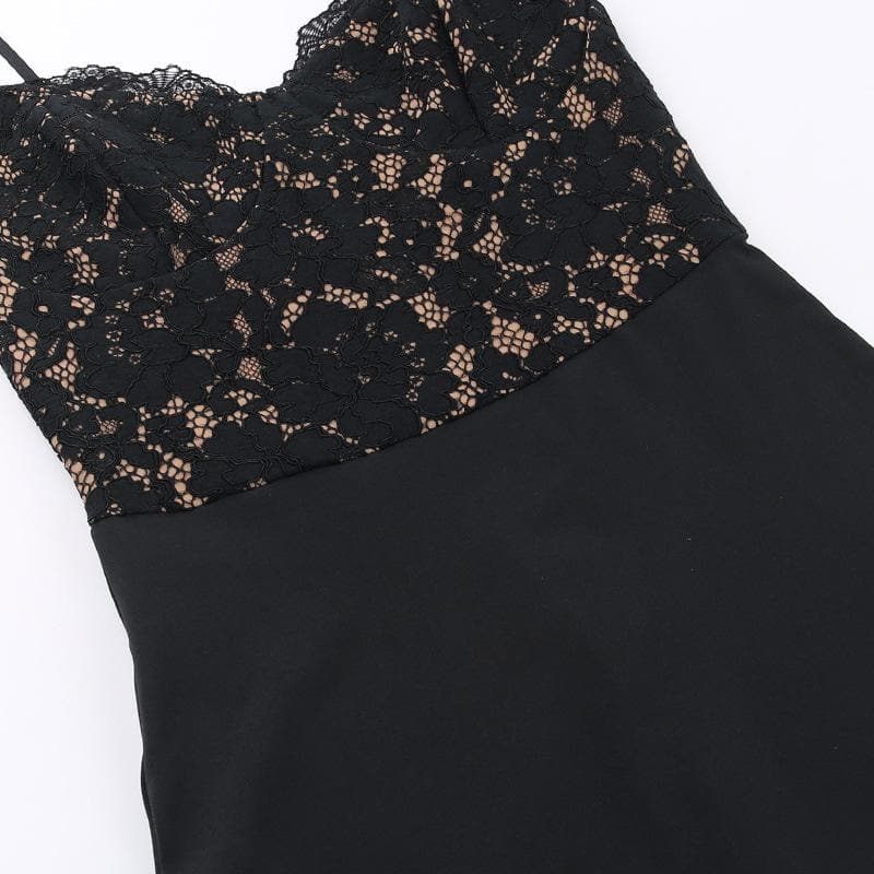 Lace patchwork v neck backless cami maxi dress - View 4